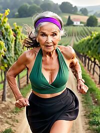 Woman stands in the early morning light outside a vineyard farmhouse